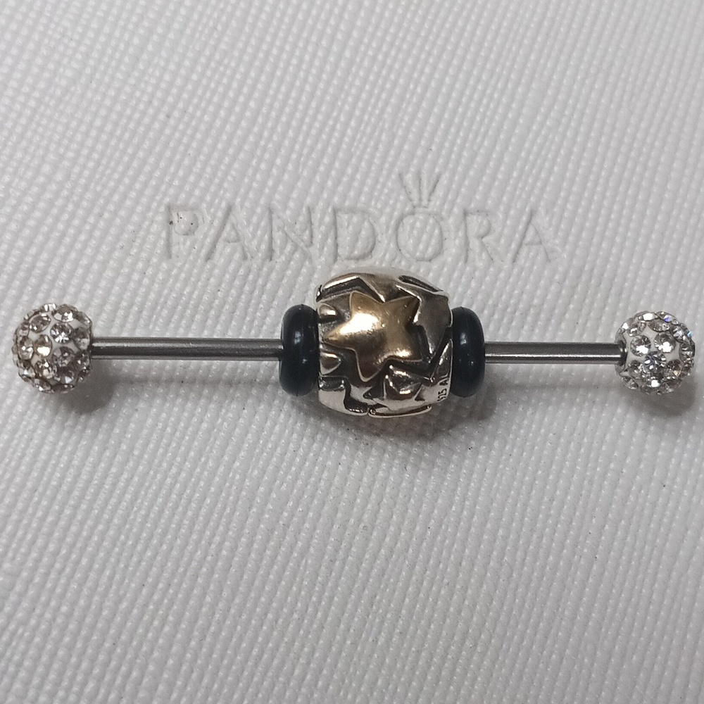 Pandora Silver 14k Vintage Golden Star Two Tone Charm (2 Listed Separately)